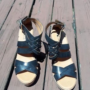 Gorgeous Black Wedge Braided Sandals